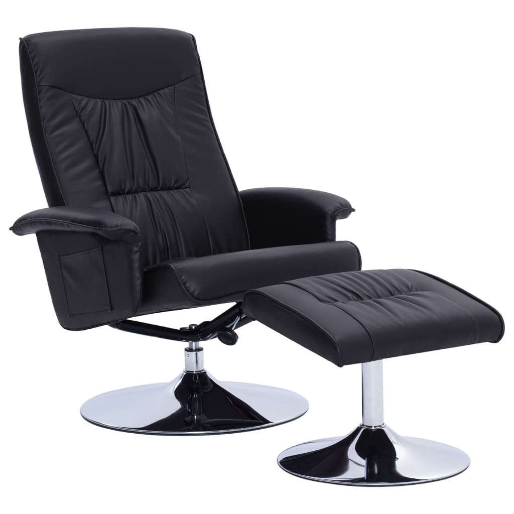 Sessel mit Fußhocker Schwarz Kunstleder
