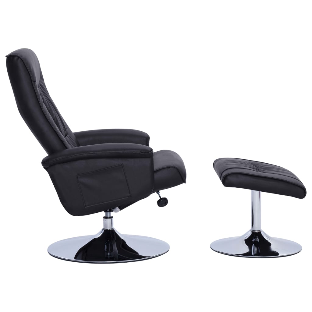 Sessel mit Fußhocker Schwarz Kunstleder