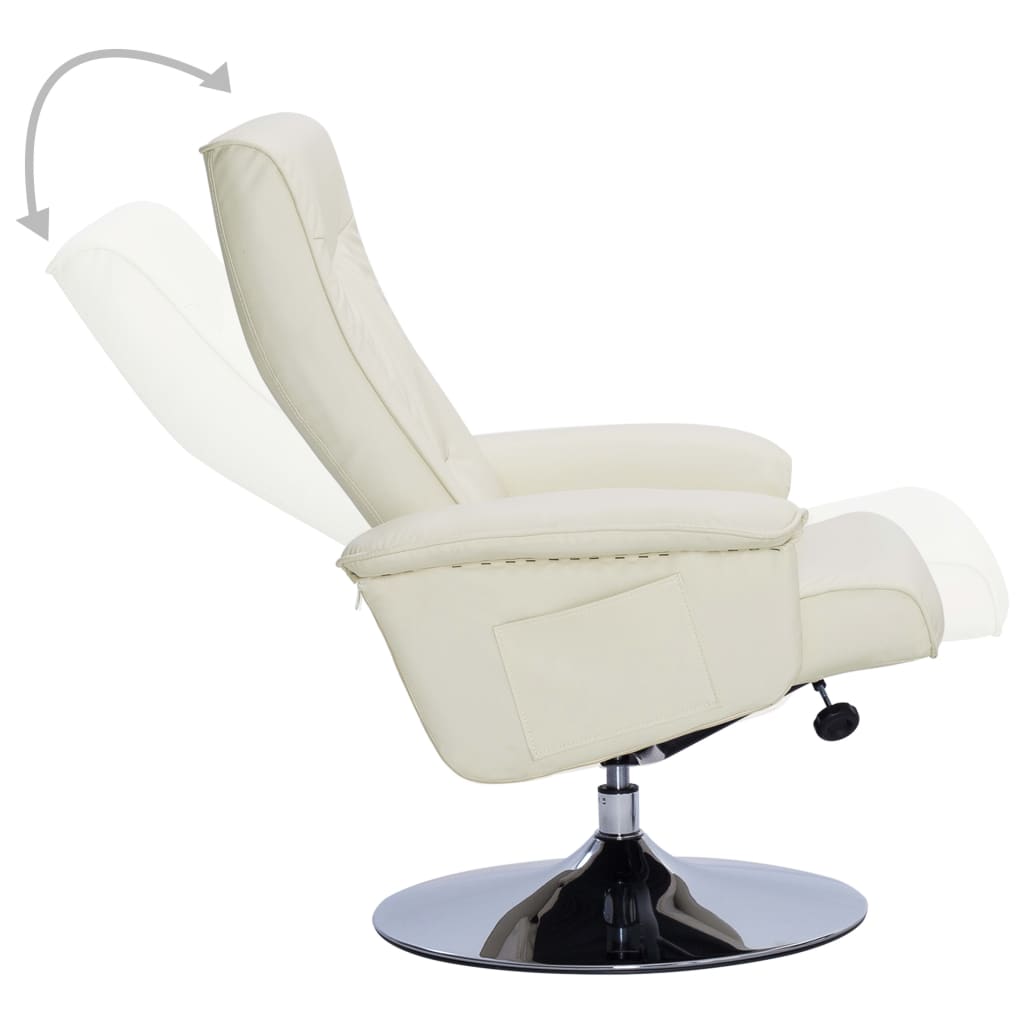 Relaxsessel mit Fußhocker Creme Kunstleder