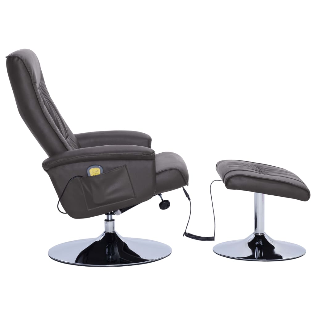Massagesessel mit Fußhocker Grau Kunstleder
