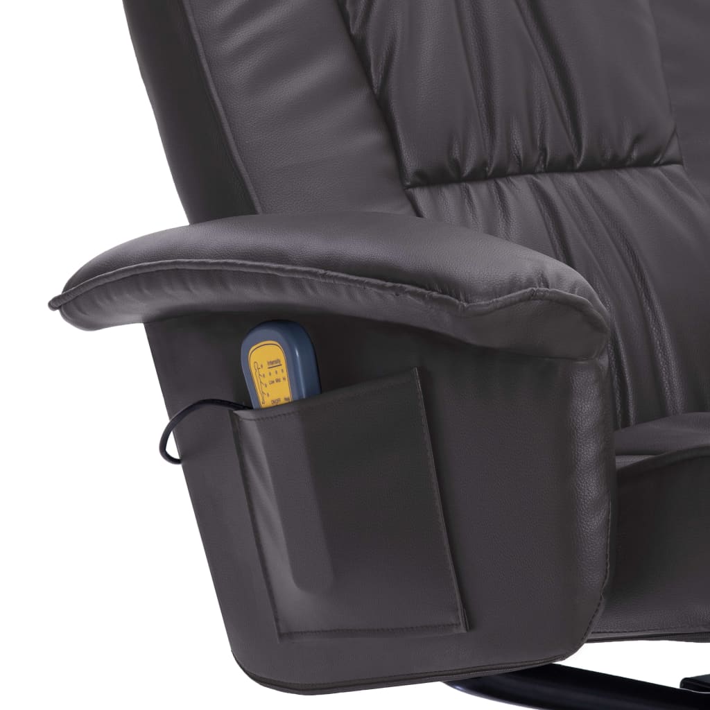 Massagesessel mit Fußhocker Grau Kunstleder