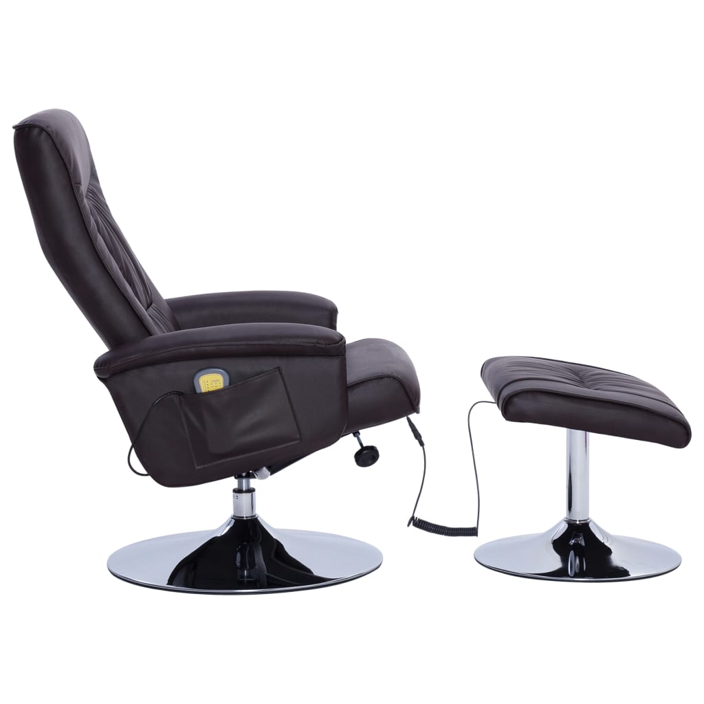 Massagesessel mit Fußhocker Braun Kunstleder