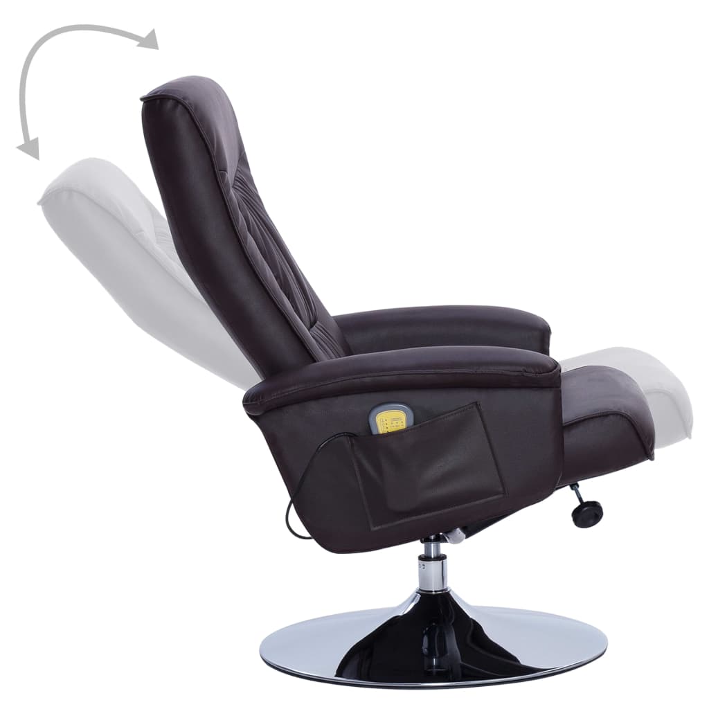 Massagesessel mit Fußhocker Braun Kunstleder