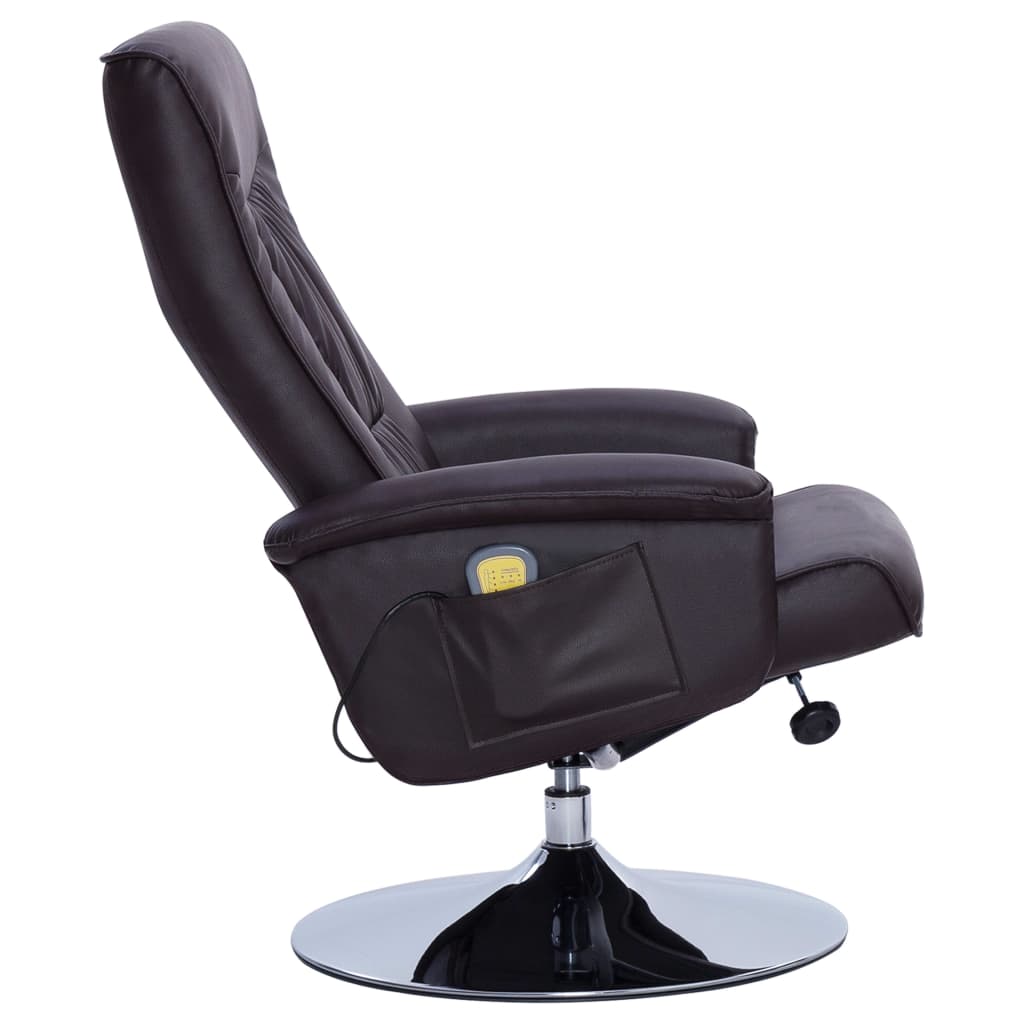 Massagesessel mit Fußhocker Braun Kunstleder