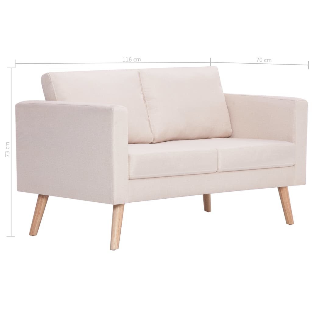 2-seater sofa fabric cream white