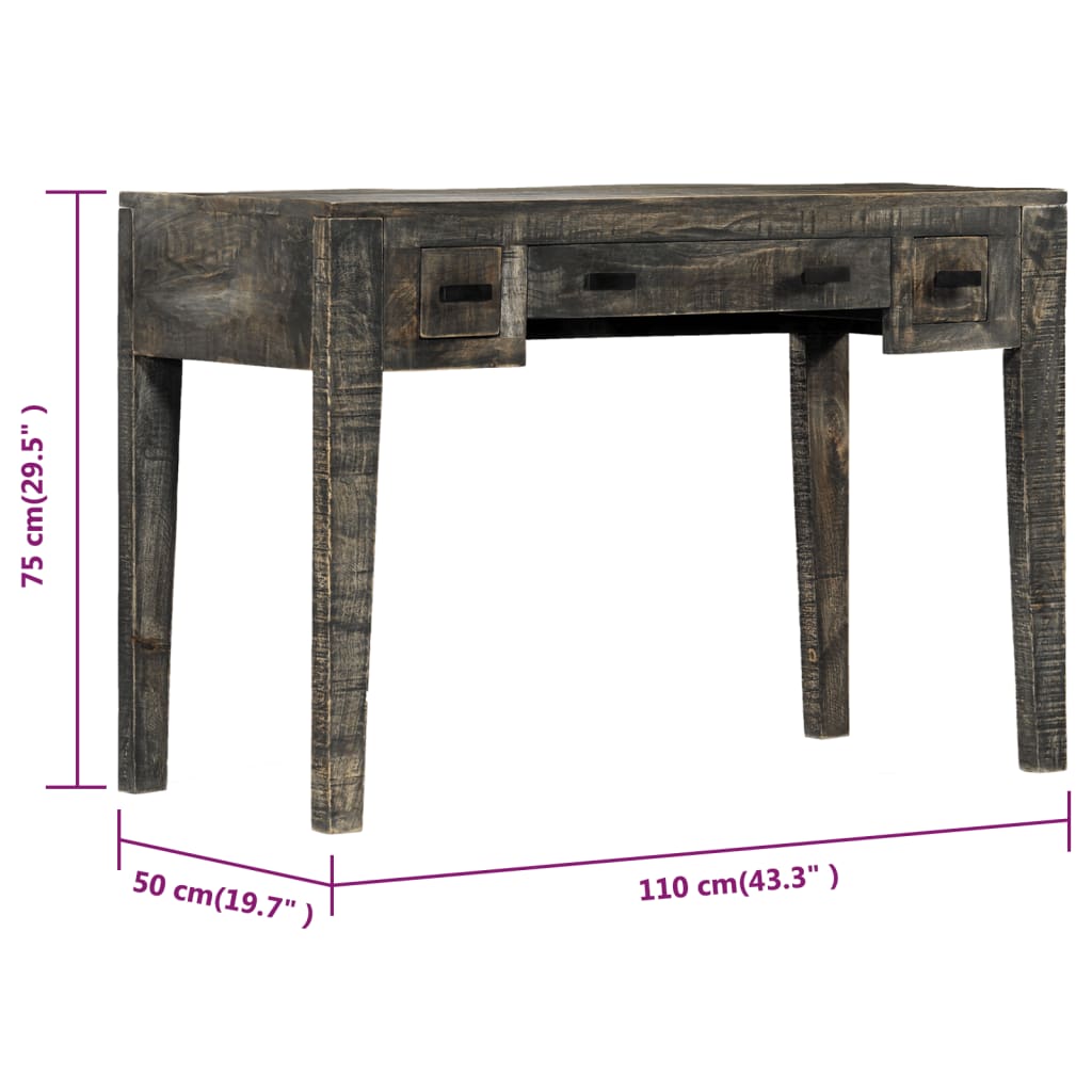 Schreibtisch Schwarz 110×50×75 cm Massivholz Mango