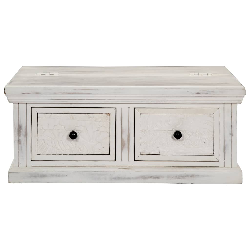 Table basse blanche 70x70x30 cm en bois de manguier massif