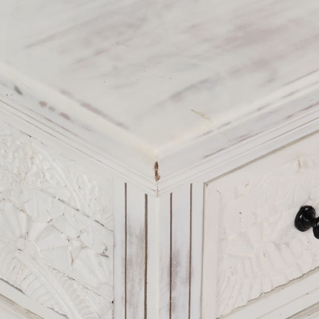 Table basse blanche 70x70x30 cm en bois de manguier massif