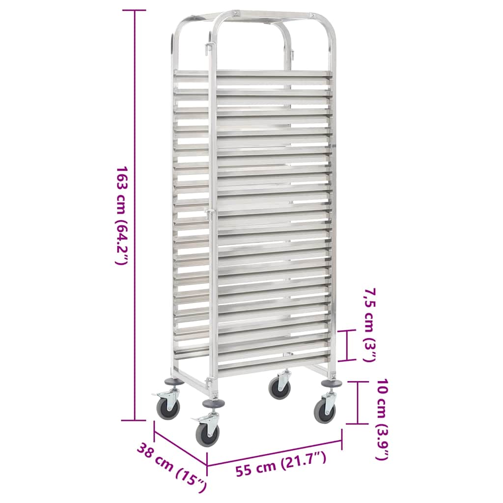 Tablettwagen für 16 Tabletts 38x55x163 cm Edelstahl