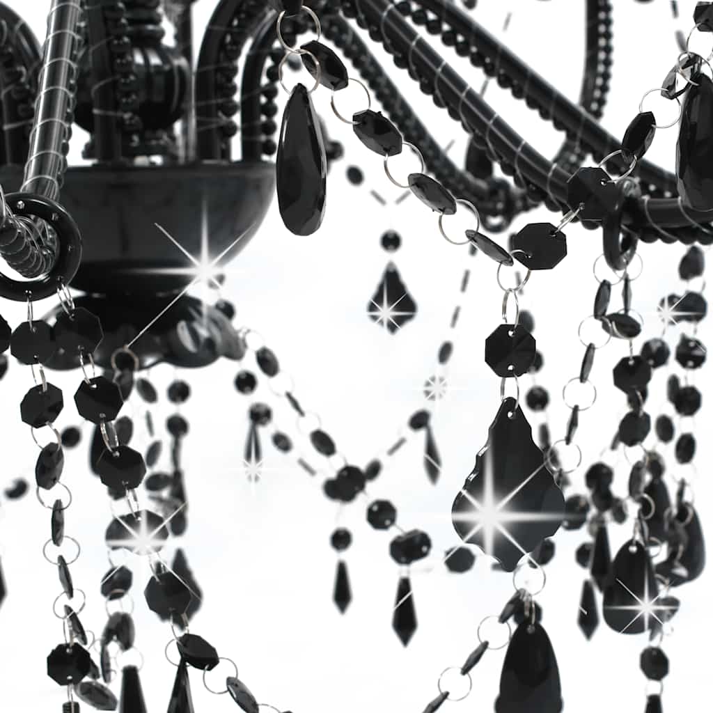 Lustre avec perles noires 8 douilles E14