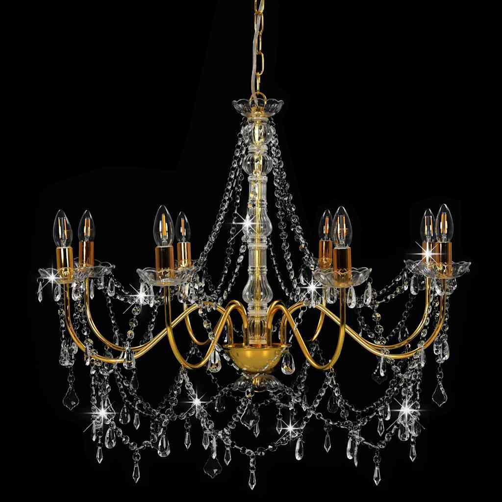 Lustre avec perles Doré 8 douilles E14