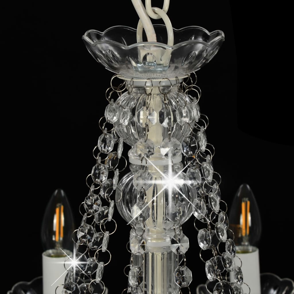 Lustre avec perles blanches 12 douilles E14