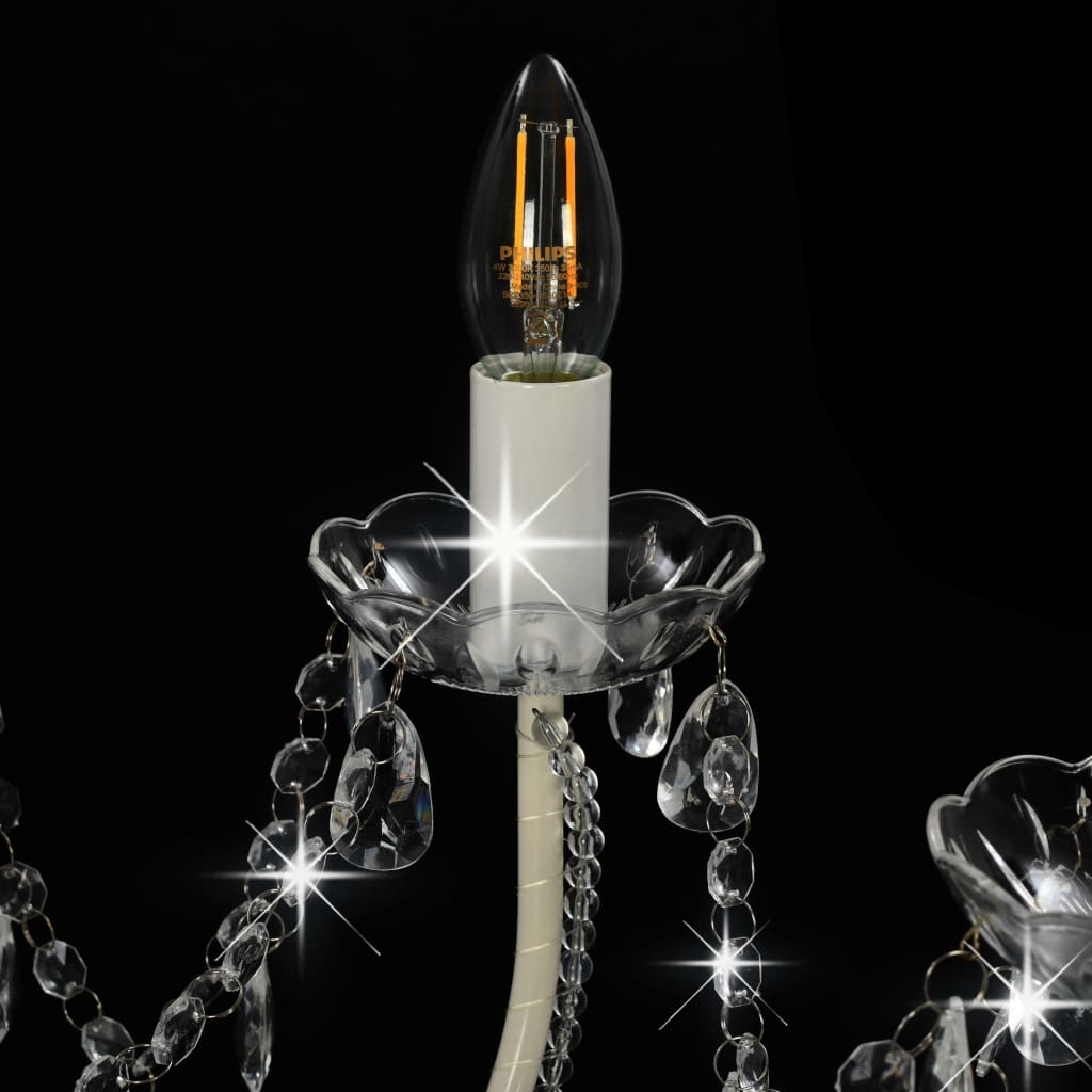 Lustre avec perles blanches 12 douilles E14