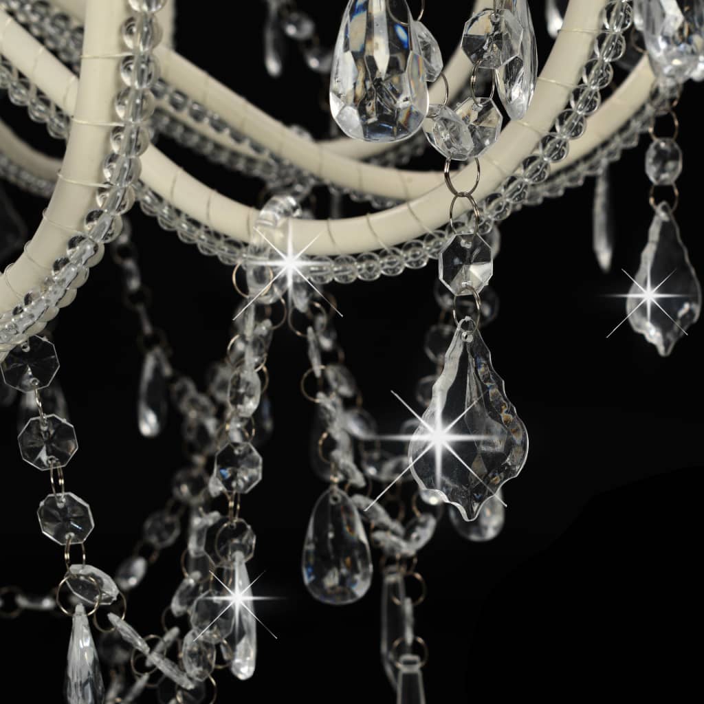 Lustre avec perles blanches 12 douilles E14