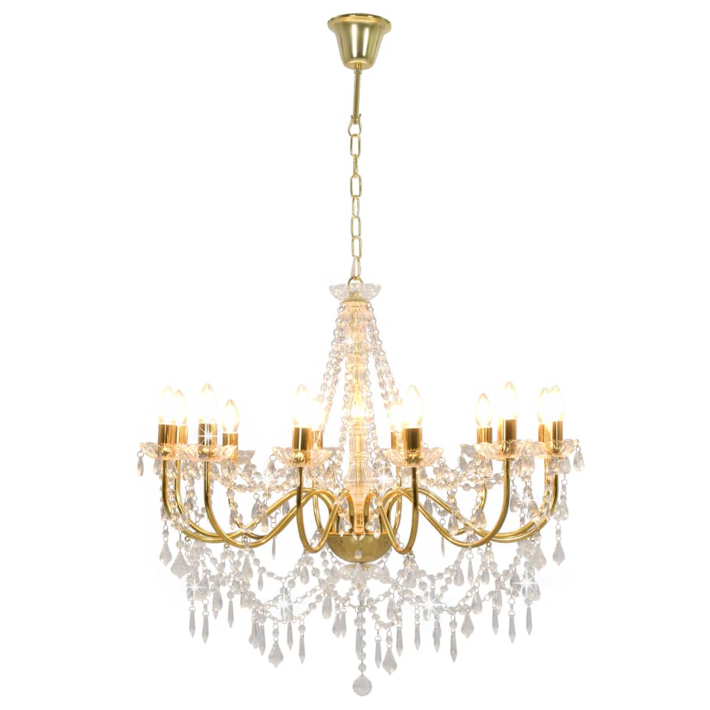 Lustre avec perles Doré 12 douilles E14