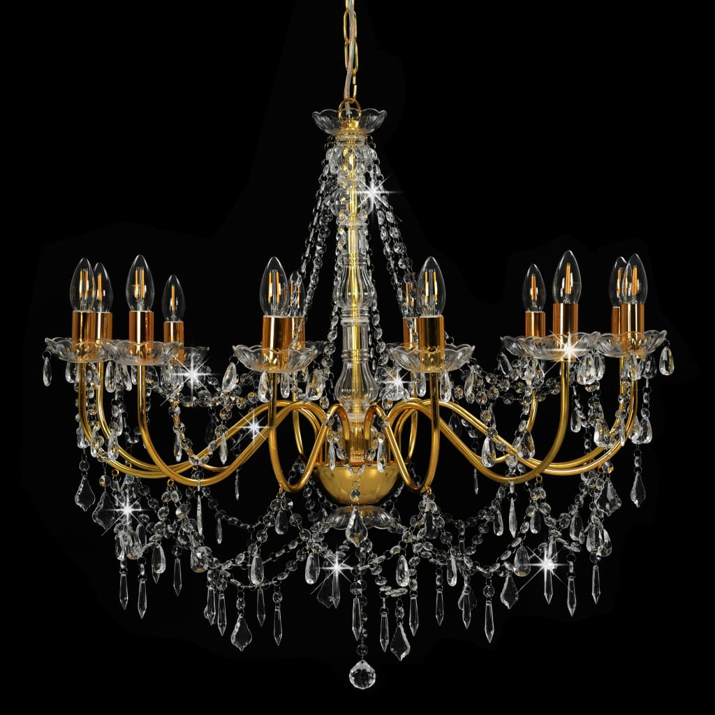 Lustre avec perles Doré 12 douilles E14