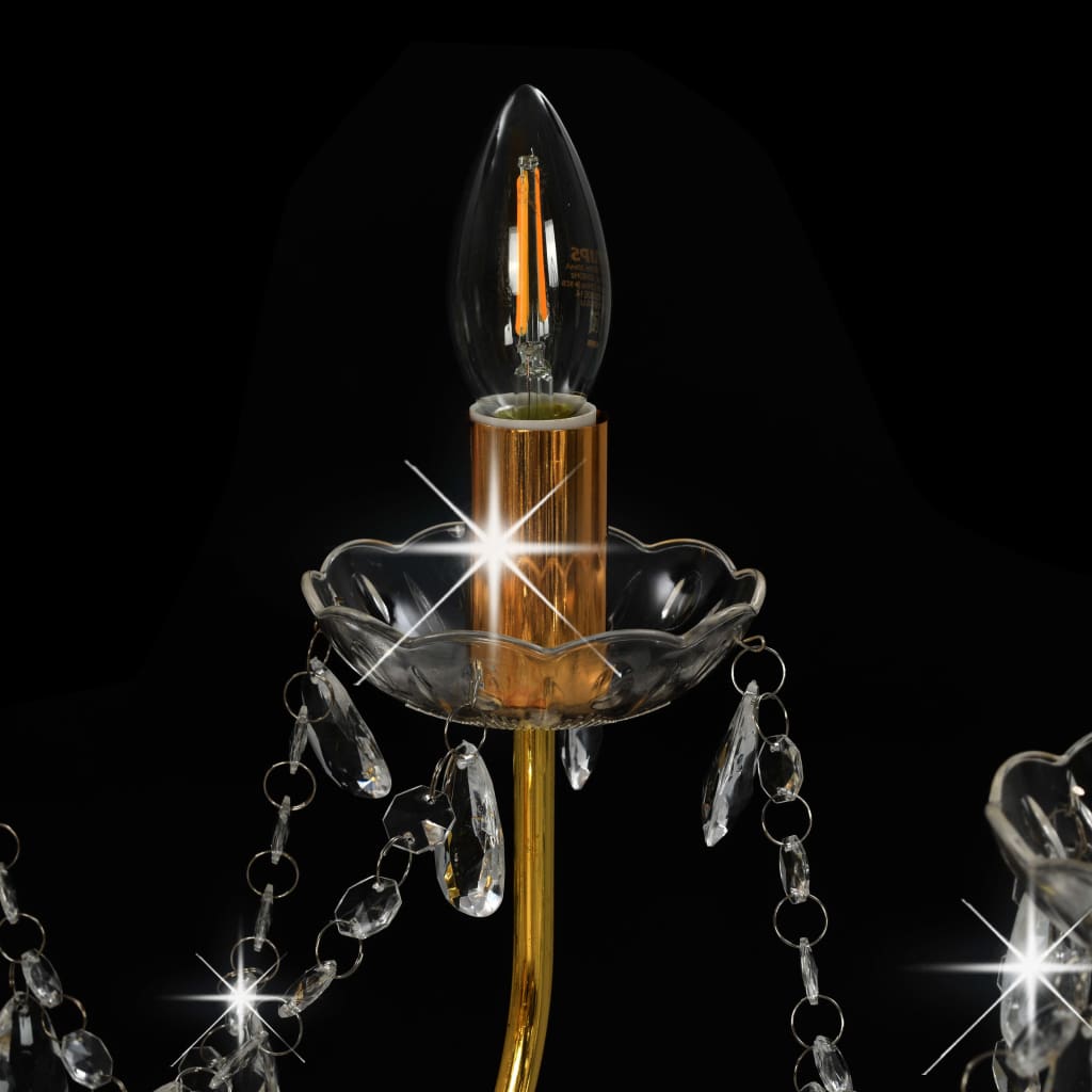 Lustre avec perles Doré 12 douilles E14