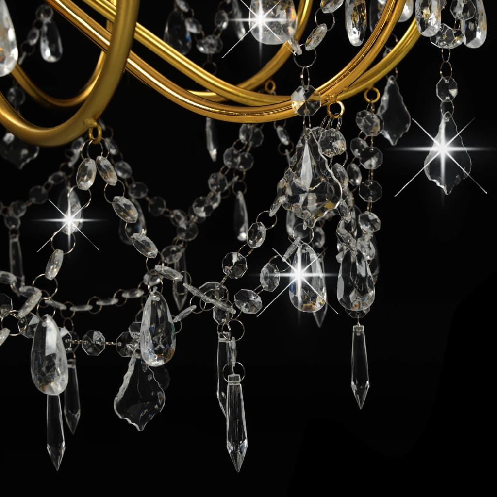 Lustre avec perles Doré 12 douilles E14