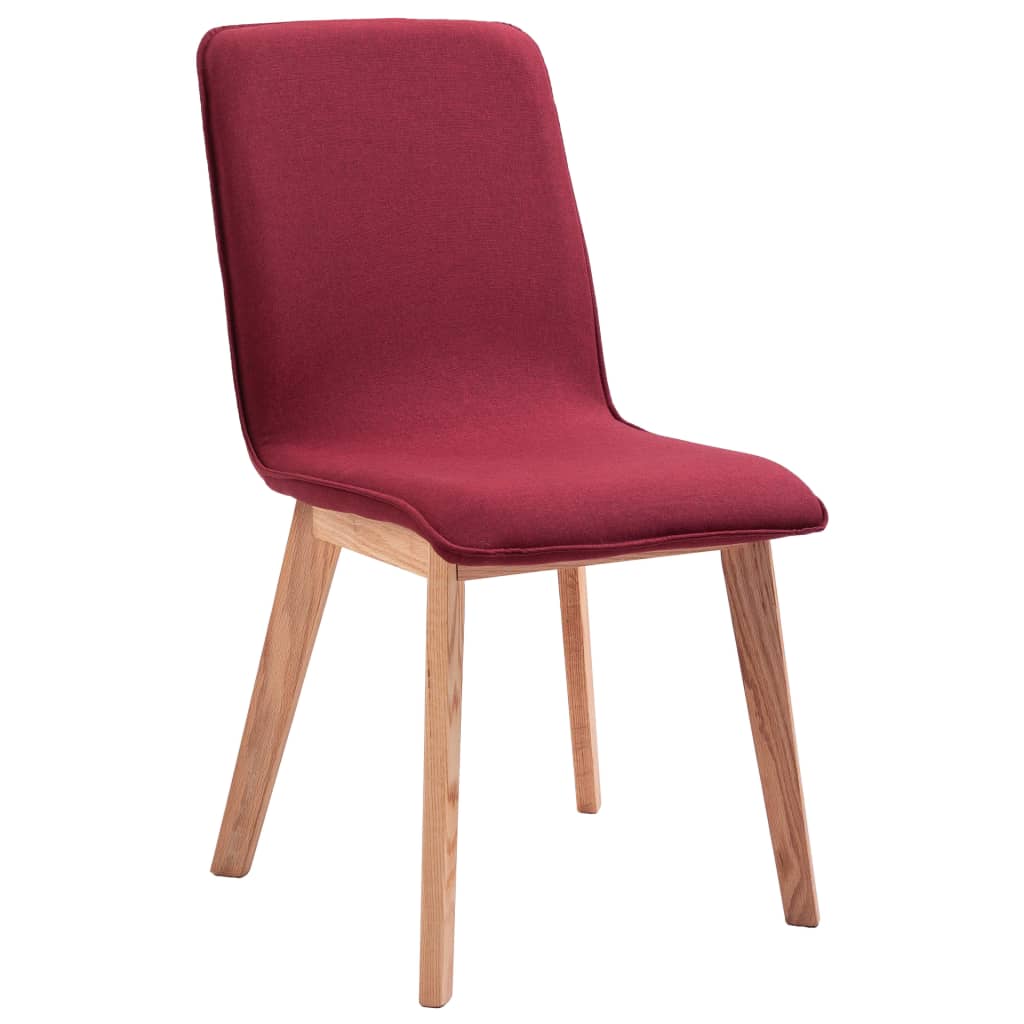 Esszimmerstühle 4 Stk. Rot Stoff und Massivholz Eiche