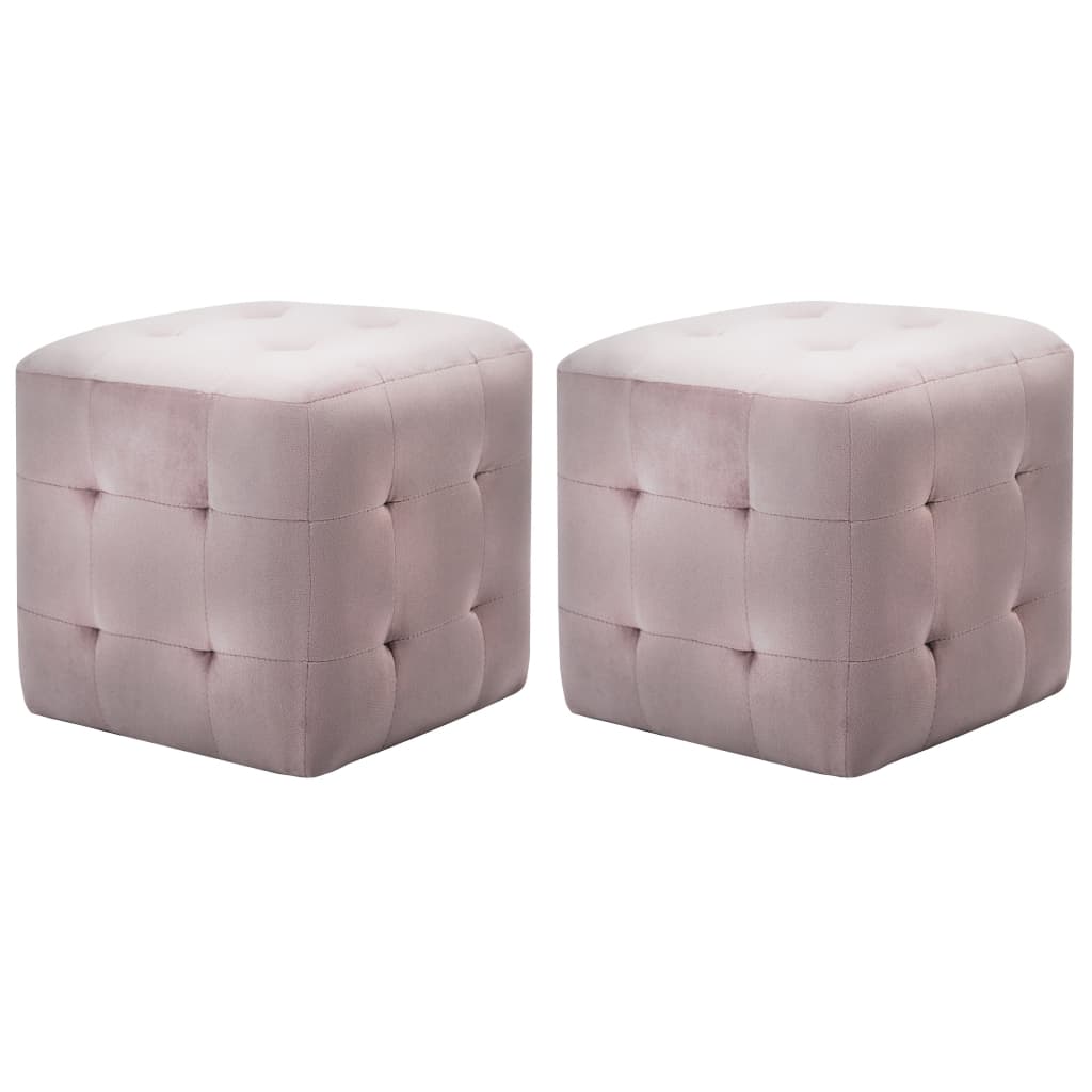 Tables de chevet, lot de 2, tissu velours rose, 30 x 30 x 30 cm
