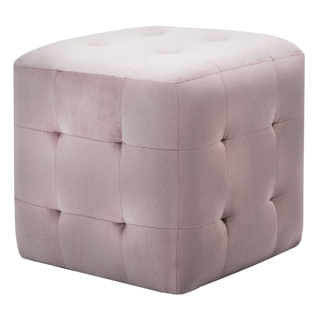 Tables de chevet, lot de 2, tissu velours rose, 30 x 30 x 30 cm