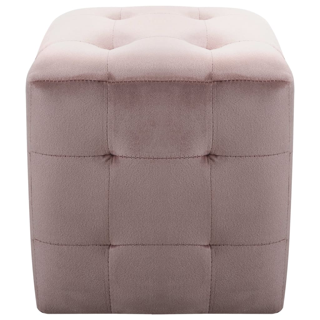 Tables de chevet, lot de 2, tissu velours rose, 30 x 30 x 30 cm