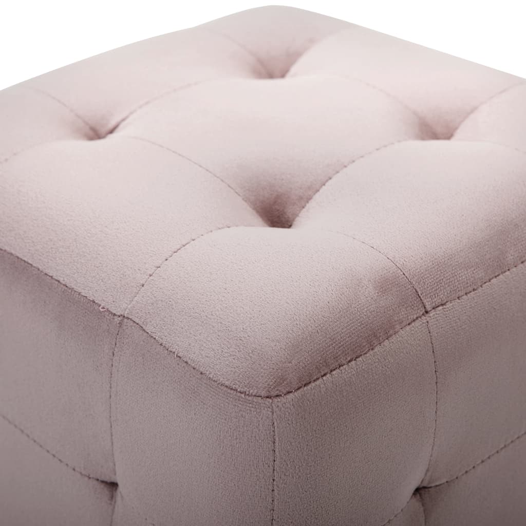 Tables de chevet, lot de 2, tissu velours rose, 30 x 30 x 30 cm
