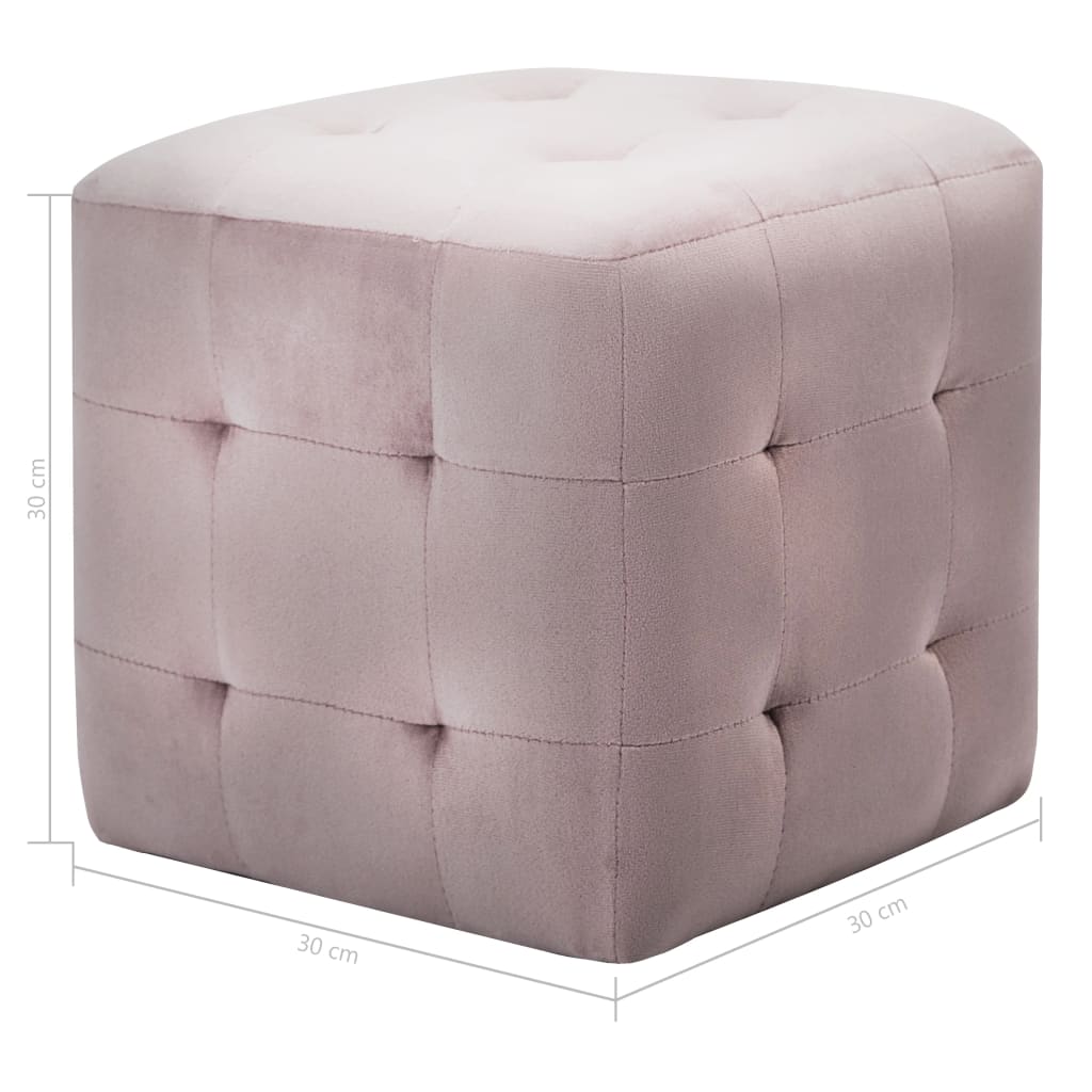 Tables de chevet, lot de 2, tissu velours rose, 30 x 30 x 30 cm