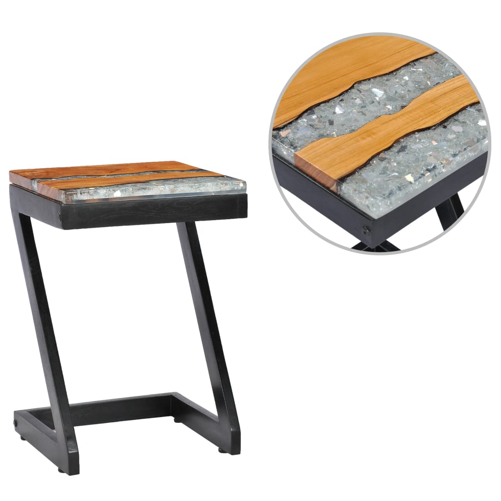 Coffee table 30 x 30 x 50 cm solid teak and polyresin