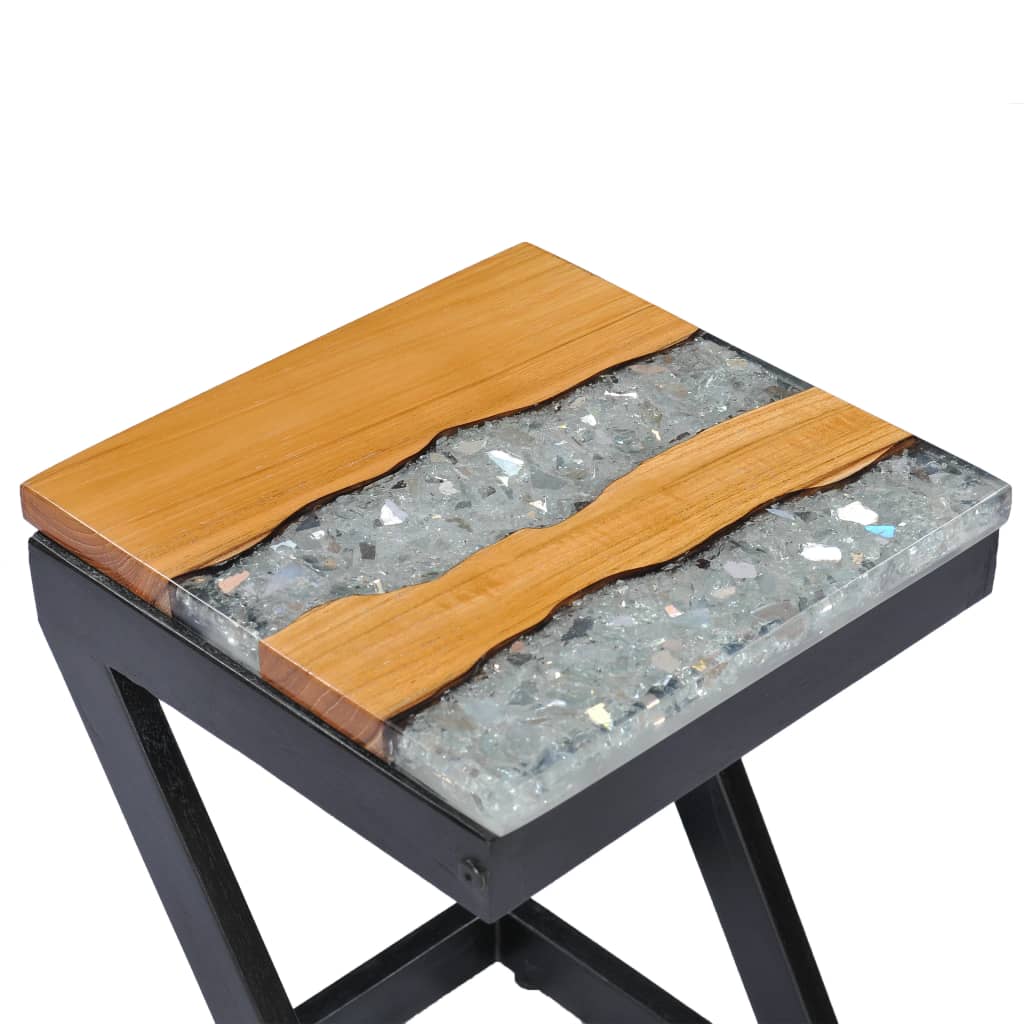 Coffee table 30 x 30 x 50 cm solid teak and polyresin