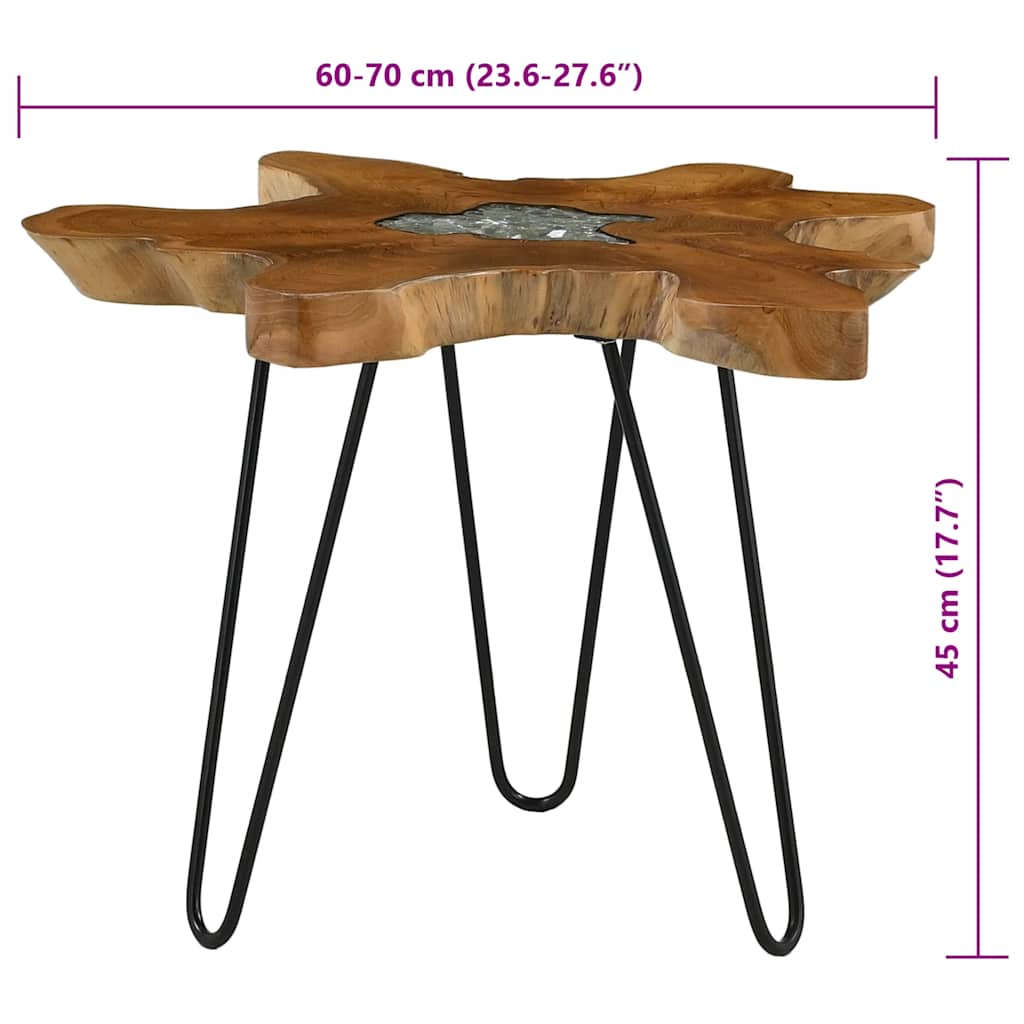 Couchtisch 70 x 45 cm Massivholz Teak und Polyresin