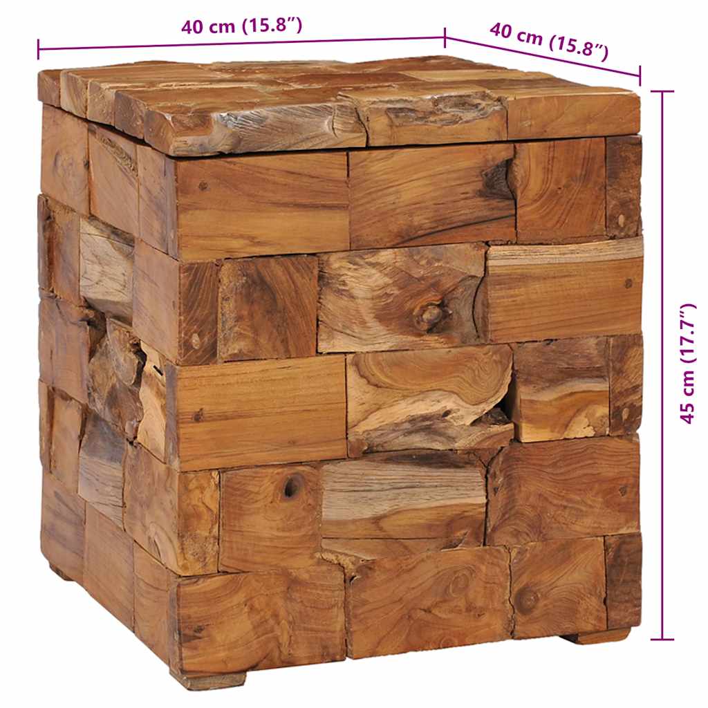 Hocker mit Stauraum Massivholz Teak