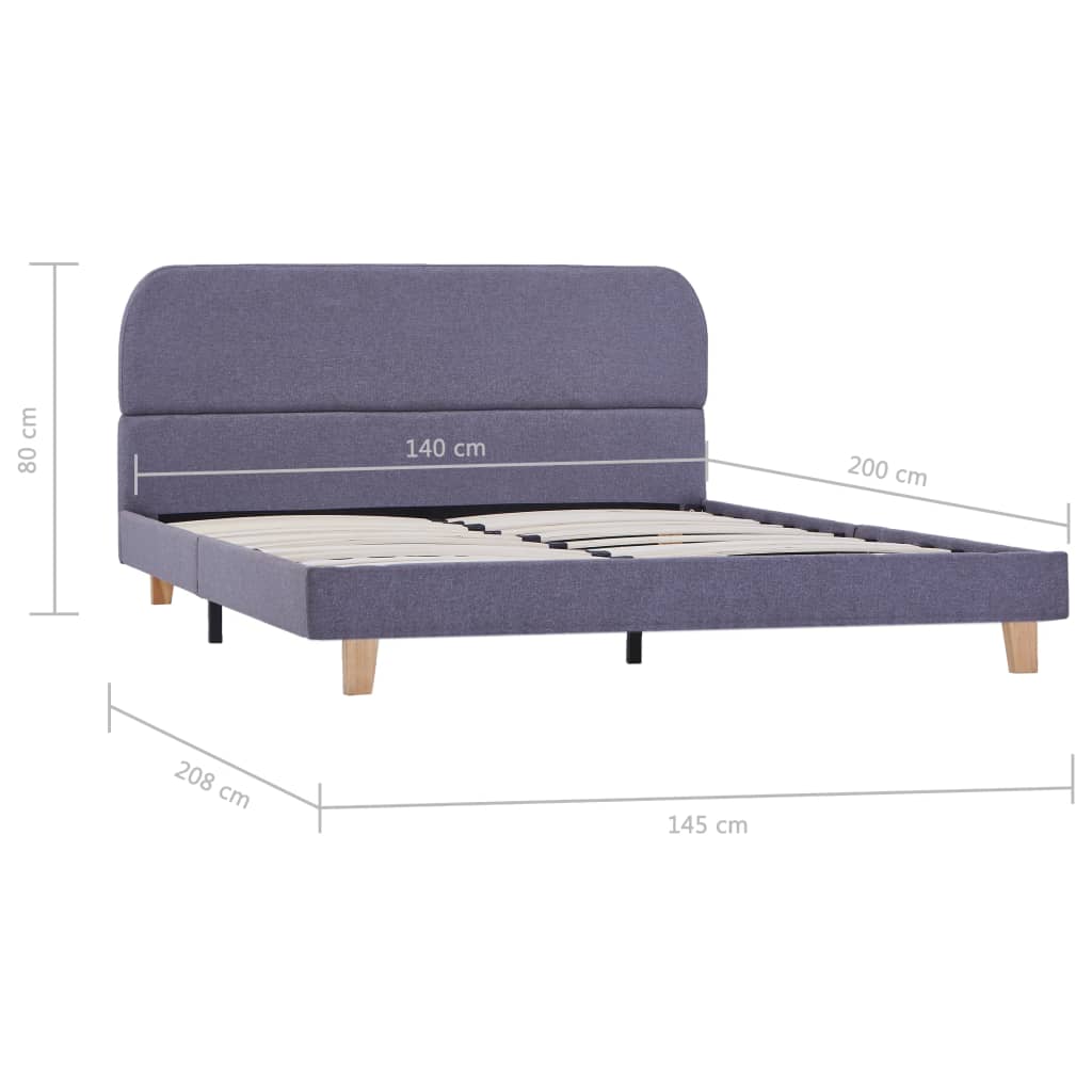 Bed frame light grey fabric 140x200 cm