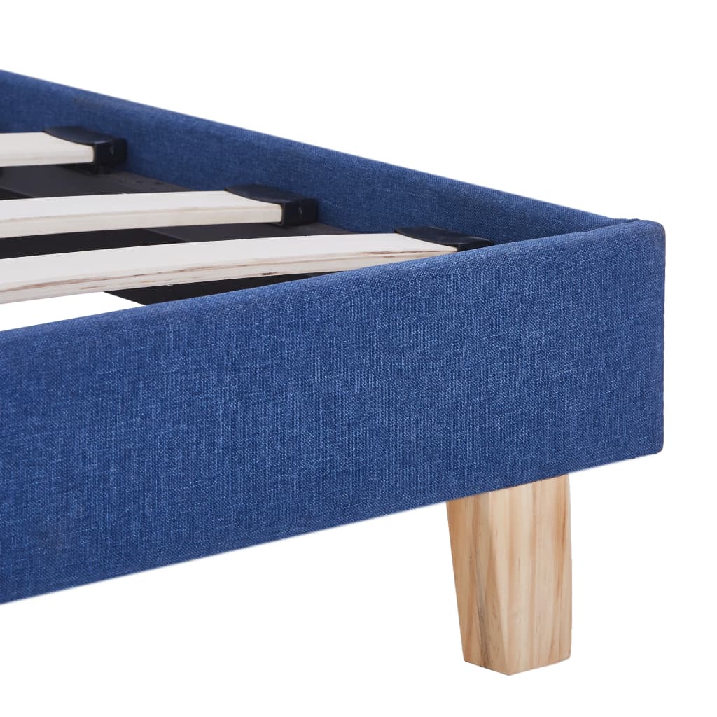 Bed frame blue fabric 90x200 cm