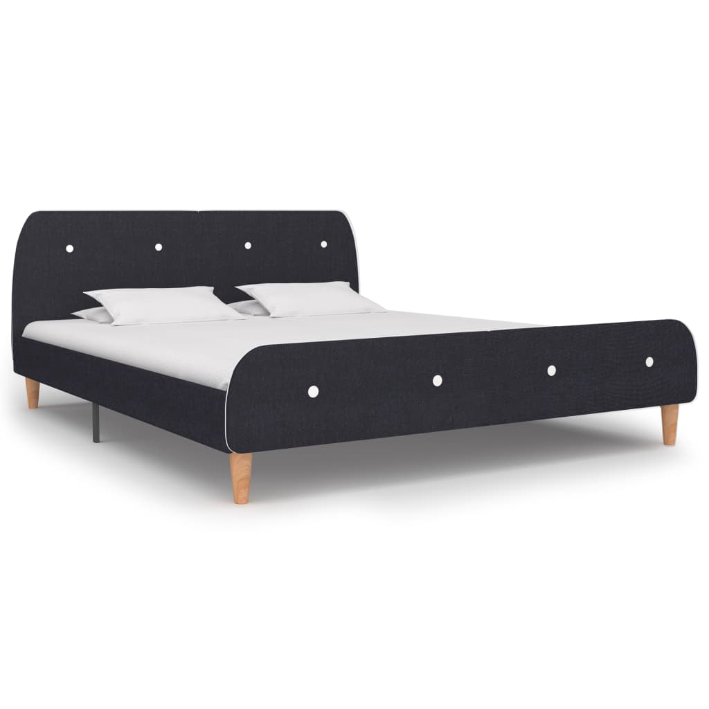 Bed frame dark grey fabric 160 × 200 cm
