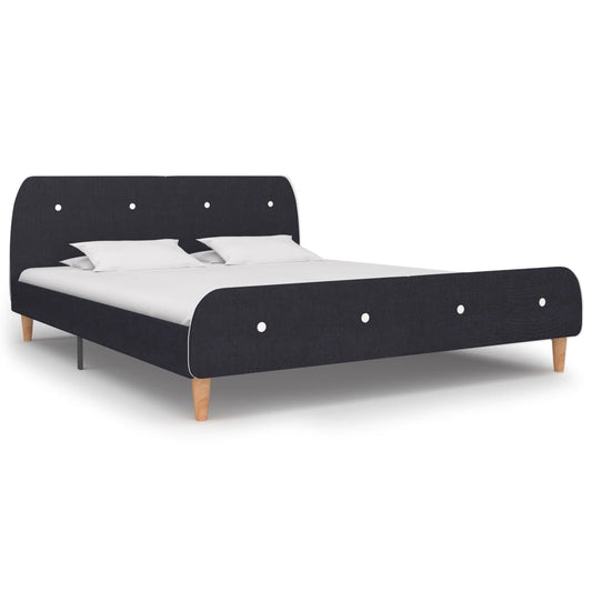Bed frame dark grey fabric 160 × 200 cm