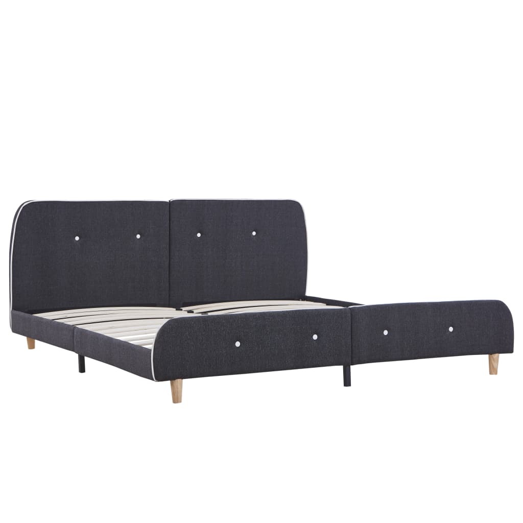 Bed frame dark grey fabric 160 × 200 cm