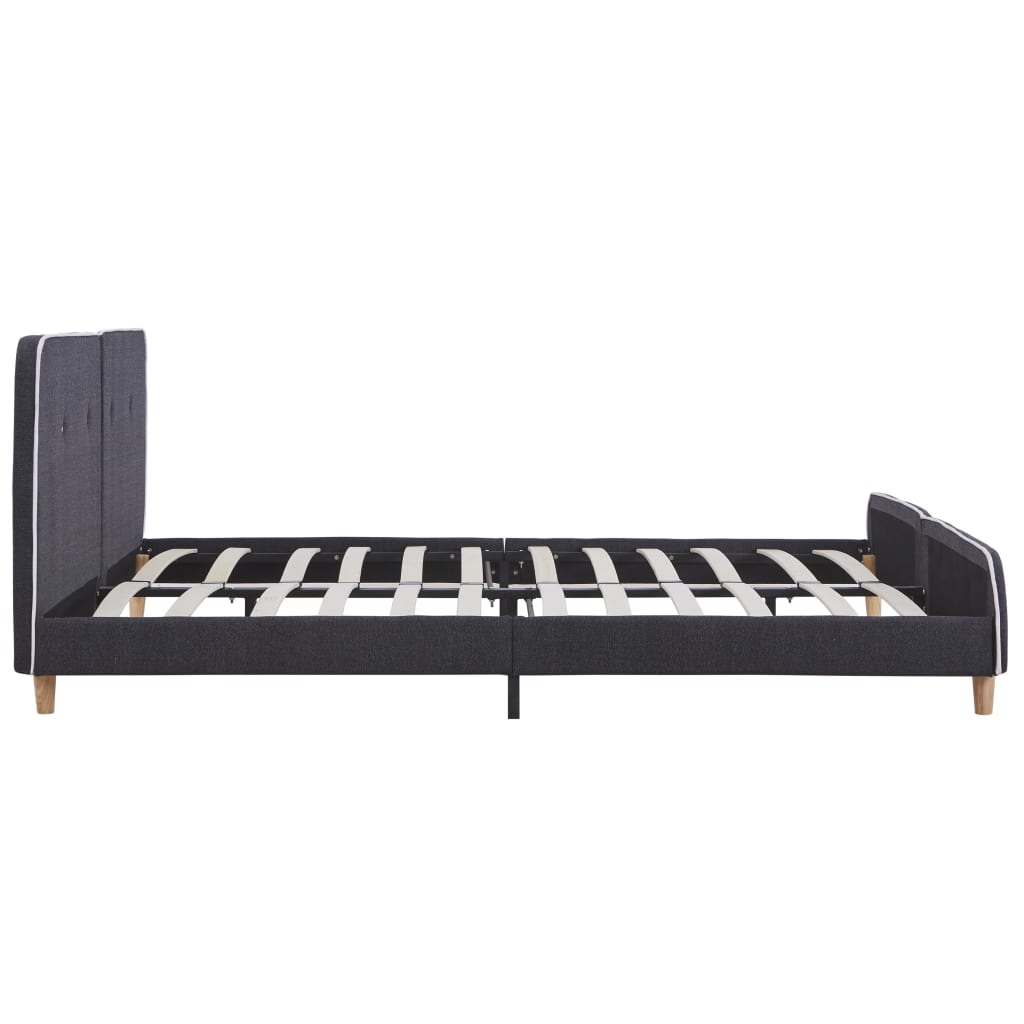 Bed frame dark grey fabric 160 × 200 cm