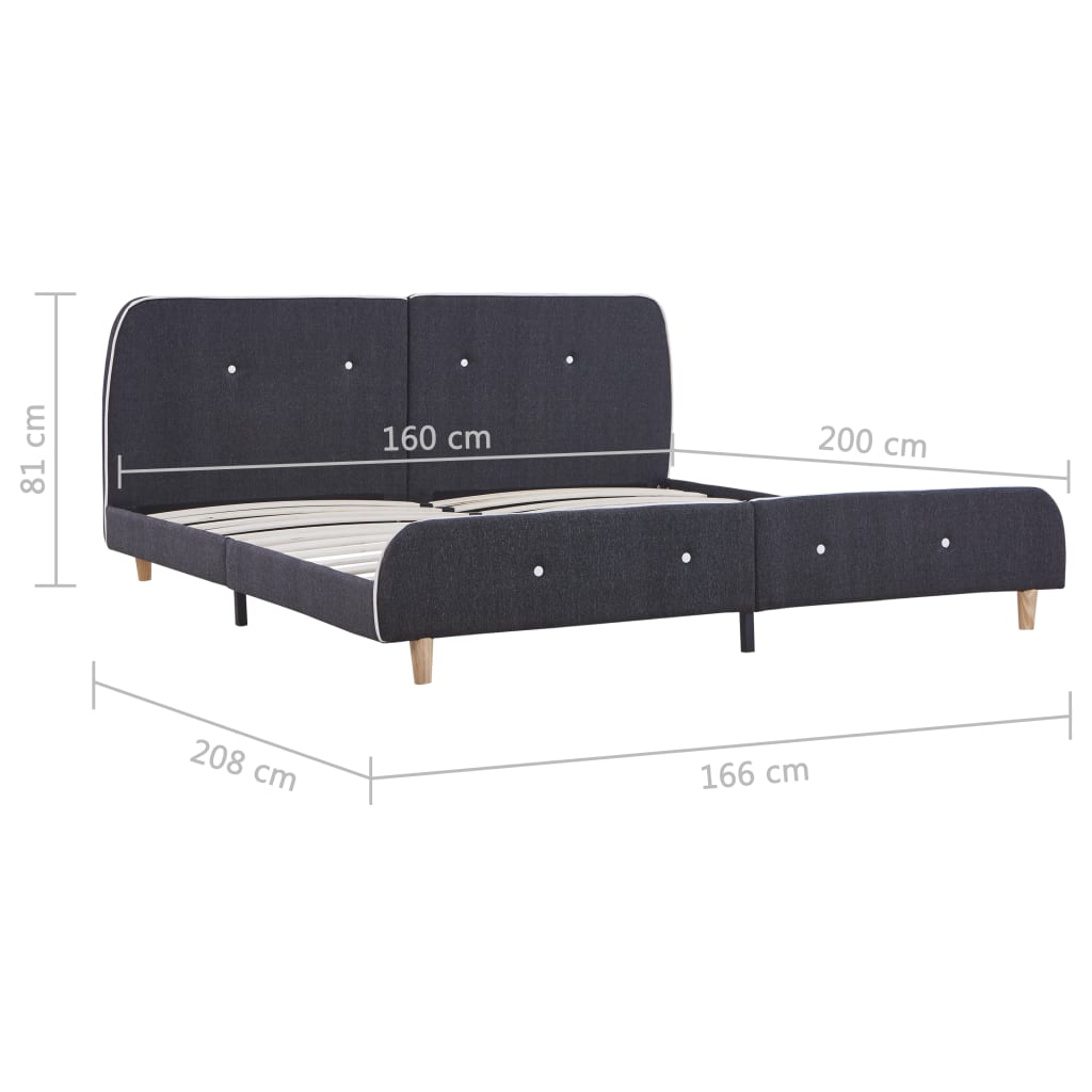 Bed frame dark grey fabric 160 × 200 cm