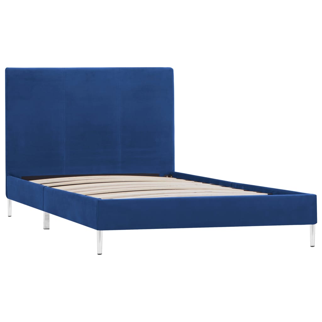 Bed frame blue fabric 90×200 cm
