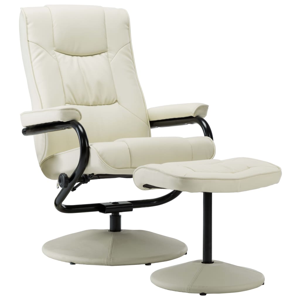 TV-Sessel mit Fußhocker Creme Kunstleder