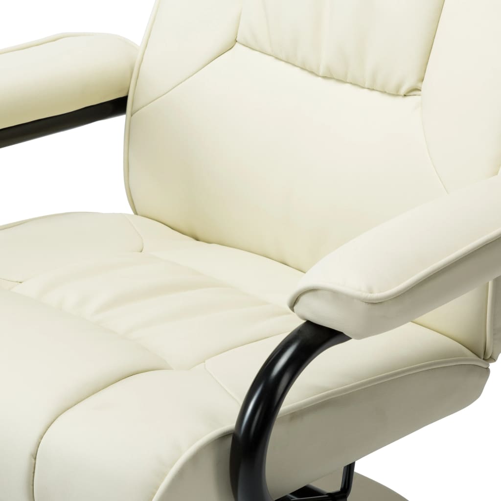 TV-Sessel mit Fußhocker Creme Kunstleder