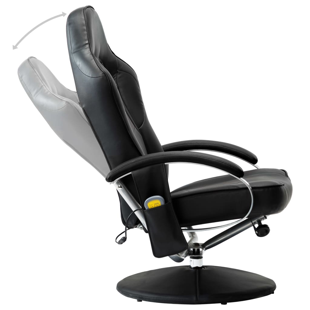 Massagesessel mit Fußhocker Schwarz Kunstleder