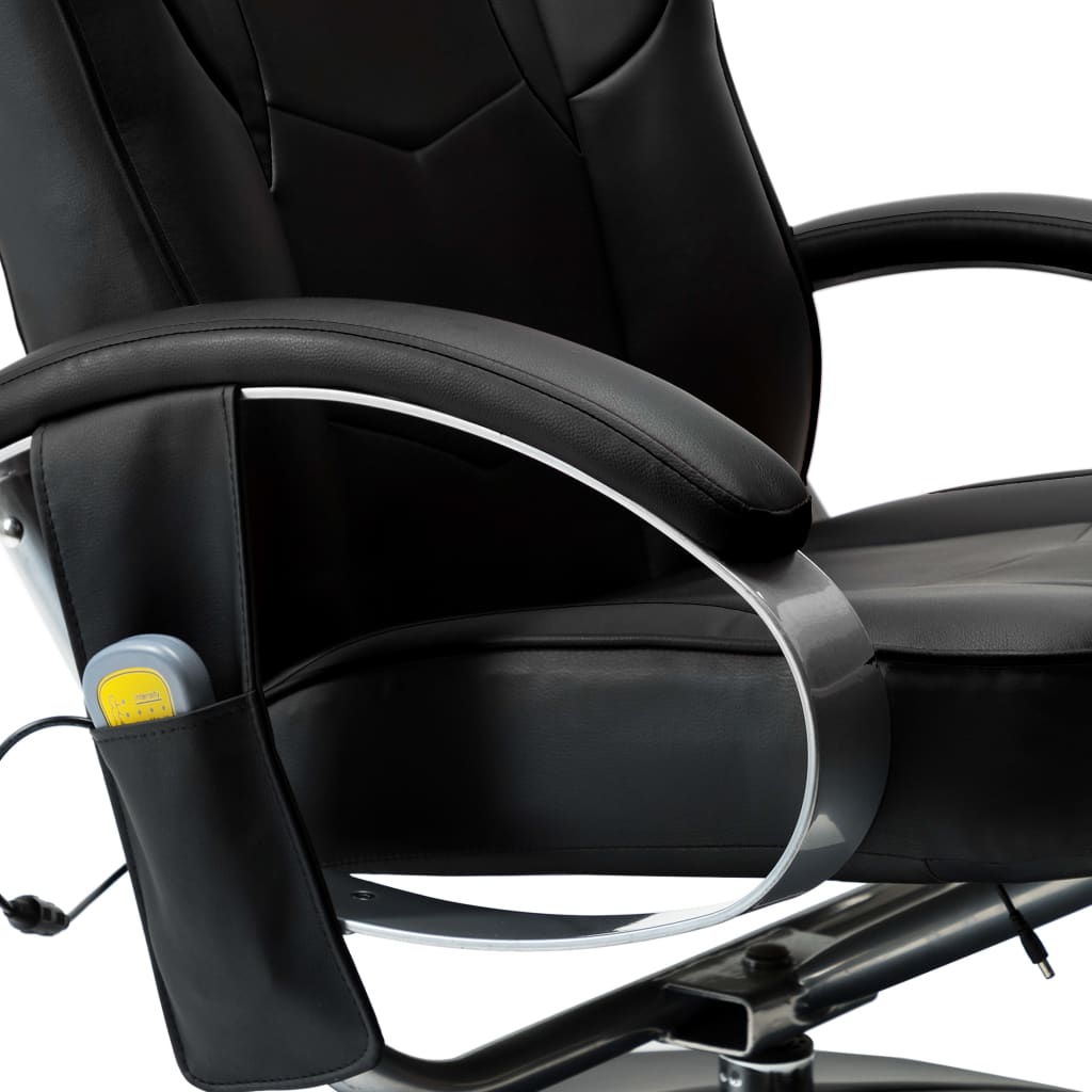 Massagesessel mit Fußhocker Schwarz Kunstleder