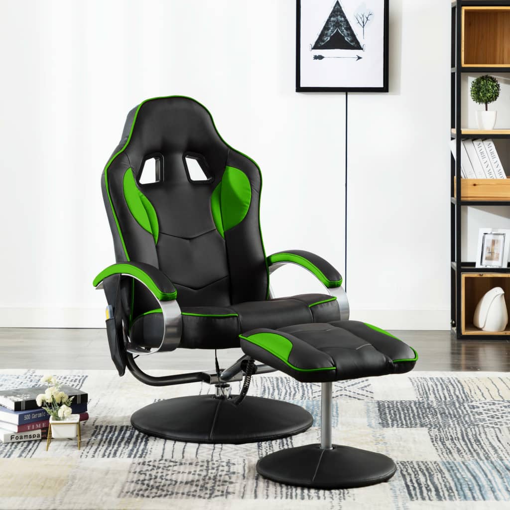 Massagesessel mit Fußhocker Grün Kunstleder