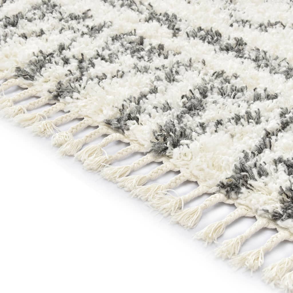 Berberteppich Hochflor PP Beige und Grau 160×230 cm