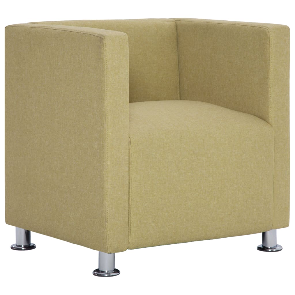 Fauteuil Cube en tissu vert