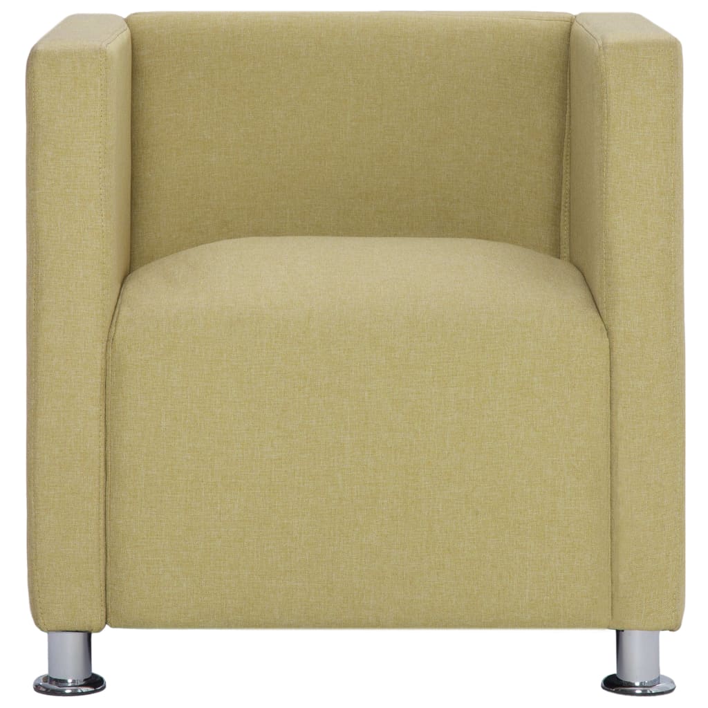 Fauteuil Cube en tissu vert