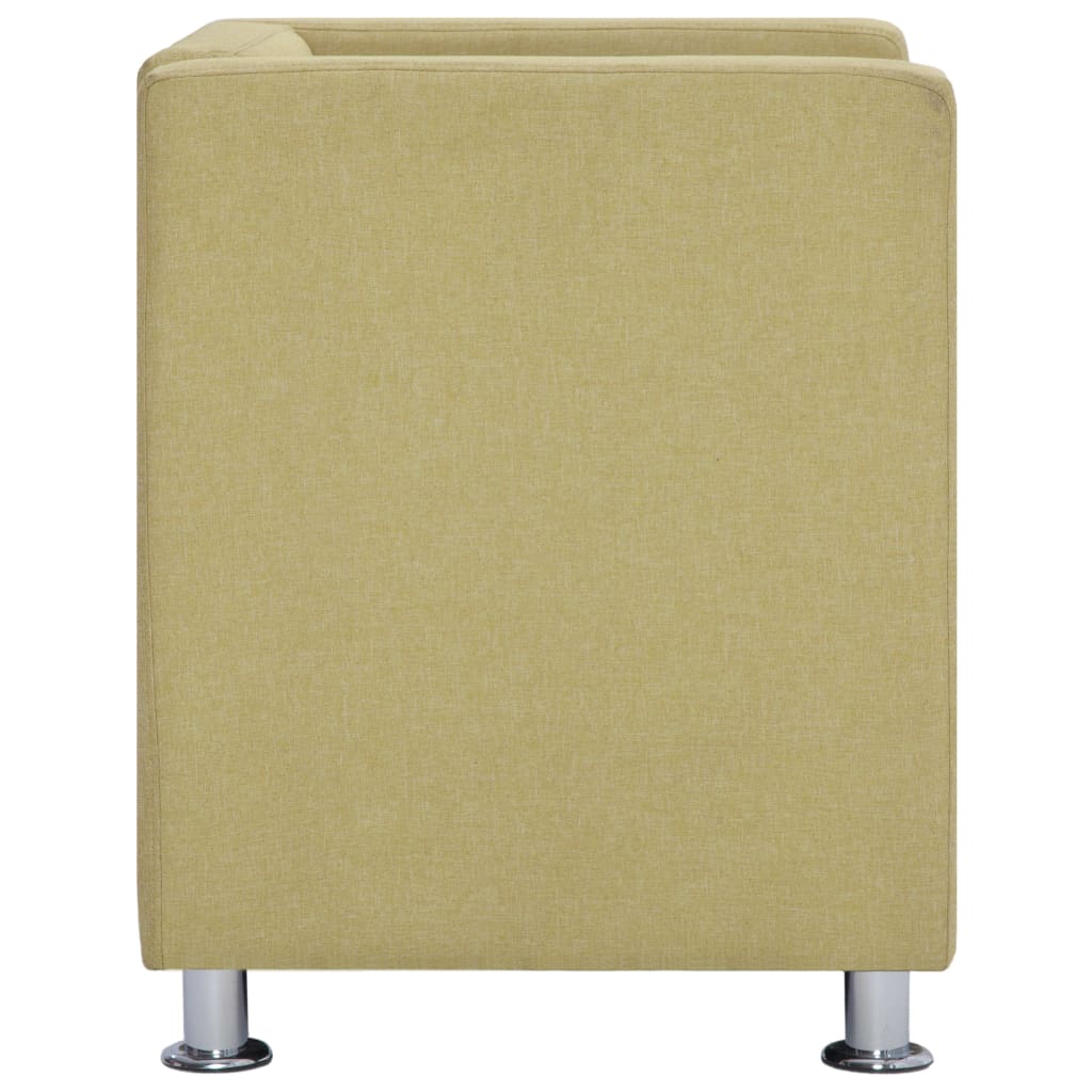 Fauteuil Cube en tissu vert