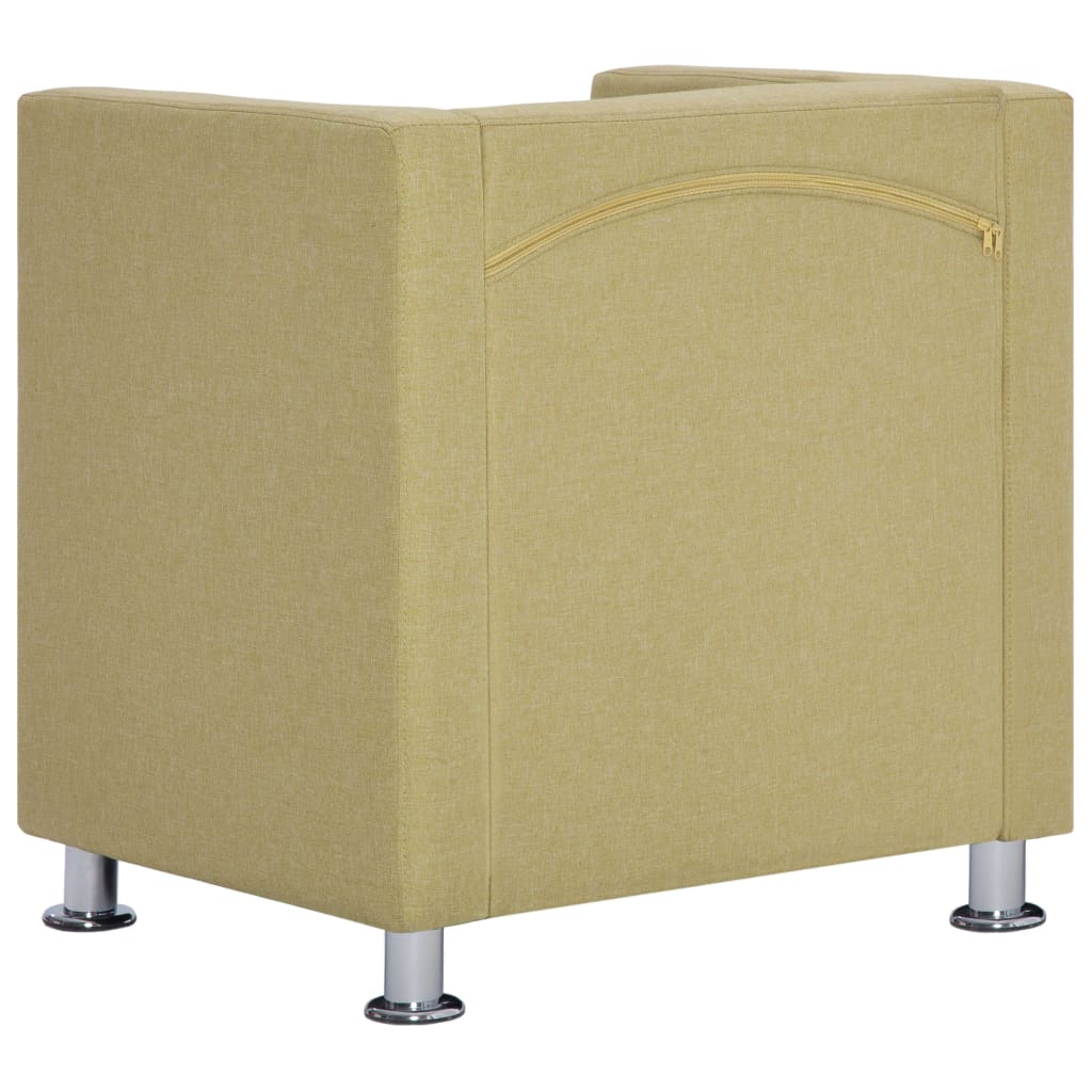 Fauteuil Cube en tissu vert